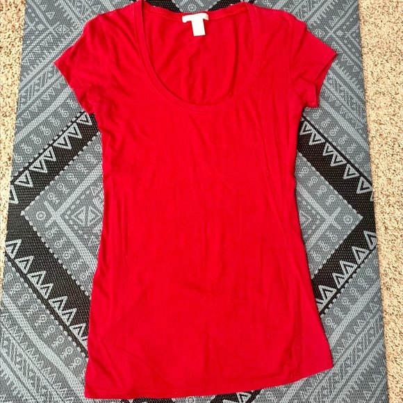 Red scoop neck tee - Picture 1 of 2